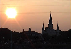 The sunset in the St.Louis Cathedral